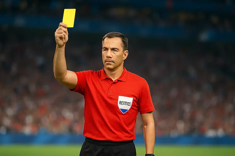 Referee showing a card